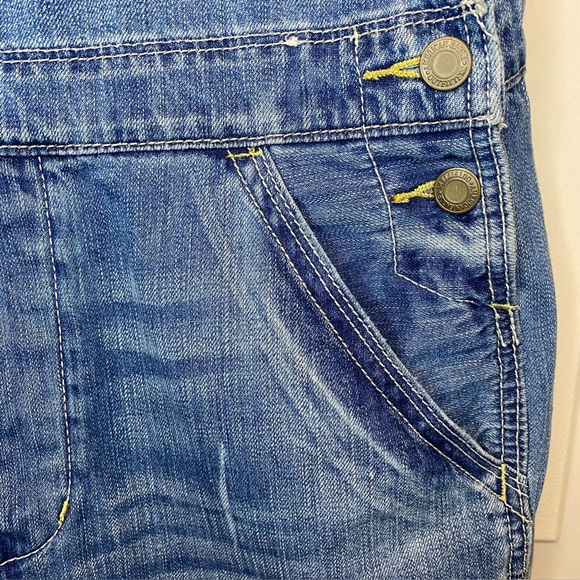 American Eagle Denim Short Overalls Shortalls Size S/P Frayed Hem Women’s GUC. - Picture 7 of 16